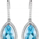 14K White Natural Swiss Blue Topaz & 1/2 CTW Natural Diamond Earrings - 69239