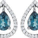 14K White Natural London Blue Topaz & 1/3 CTW Natural Diamond Halo-Style Earrings - 67177