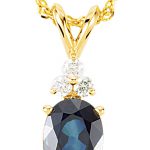 14K Yellow Natural Blue Sapphire & 1/10 CTW Natural Diamond 18" Necklace - 67174