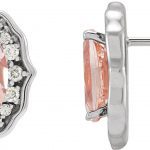 Platinum Natural Peach Morganite & 1/3 CTW Diamond Earrings - 86338