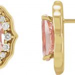 14K Yellow Natural Peach Morganite & 1/3 CTW Diamond Earrings - 86338