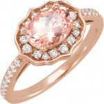 14K Rose Natural Peach Morganite & 1/3 CTW Natural Diamond Ring - 71873