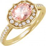 14K Yellow Natural Peach Morganite & 1/3 CTW Natural Diamond Ring - 71873