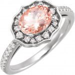 14K White Natural Peach Morganite & 1/3 CTW Natural Diamond Ring - 71873