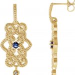 14K Yellow Natural Tanzanite & .03 CTW Natural Diamond Granulated Earrings - 85332