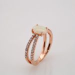 14K Rose Natural White Opal & 1/3 CTW Natural Diamond Ring - 71934