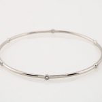 Sterling Silver 1/4 CTW Natural Diamond Bezel-Set Bangle 8" Bracelet - BRC763