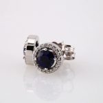 14K White Natural Blue Sapphire & 1/10 CTW Natural Diamond Earrings - 86069