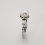 Platinum Cultured White Freshwater Pearl & .025 CTW Natural Diamond Ring - 6498