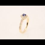 14K Yellow Natural Blue Sapphire & 1/4 CTW Natural Diamond Ring - 71793