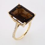 14K Yellow Natural Smoky Quartz & 1/4 CTW Diamond Ring - 71723