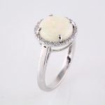 14K White Natural White Opal & .07 CTW Natural Diamond Ring - 651451