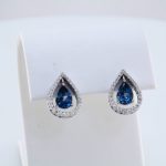 14K White Natural London Blue Topaz & 1/3 CTW Natural Diamond Halo-Style Earrings - 67177