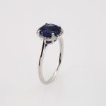 14K White Lab-Grown Blue Sapphire & .05 CTW Natural Diamond Ring - 71632