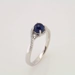 Platinum Natural Blue Sapphire and .08 CTW Natural Diamond Ring - 71938