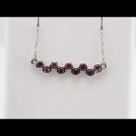 Platinum Natural Pink Tourmaline Bezel-Set Bar 16-18" Necklace - 86525