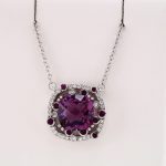 14K White Natural Amethyst & 1/6 CTW Natural Diamond 16" Necklace - 86110