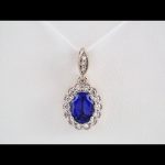 Platinum Lab-Grown Blue Sapphire & 1/5 CTW Natural Diamond Pendant - 86279