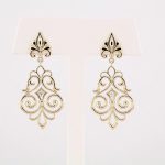 14K Yellow .06 CTW Natural Diamond Fleur-de-Lis Earrings - 85622