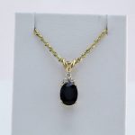 14K Yellow Natural Blue Sapphire & 1/10 CTW Natural Diamond 18" Necklace - 67174