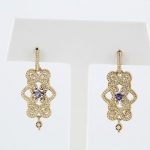 14K Yellow Natural Tanzanite & .03 CTW Natural Diamond Granulated Earrings - 85332