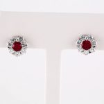 14K White Natural Ruby & 1 1/8 CTW Natural Diamond Cluster Earrings - 66418