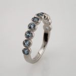 Platinum Natural Aquamarine Beaded Ring - 71896