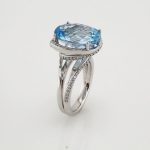 14K White Natural Swiss Blue Topaz & 1/2 CTW Natural Diamond Spiral Ring - 71698