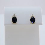 14K Yellow Natural Blue Sapphire & 1/8 CTW Natural Diamond Earrings - 67175