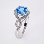 14K White Natural Swiss Blue Topaz & 1/6 CTW Natural Diamond Ring - 651450