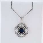 14K White Natural London Blue Topaz & 1/4 CTW Natural Diamond 18" Necklace - 85372