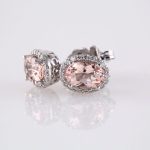 14K White Natural Pink Morganite & 1/5 CTW Natural Diamond Earrings - 651511