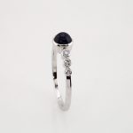 14K White Natural Blue Sapphire & 1/6 CTW Natural Diamond Bezel-Set Ring - 71826