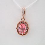 14K Rose Natural Peach Morganite & 1/6 CTW Natural Diamond Pendant - 86389