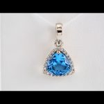 Platinum Natural Swiss Blue Topaz & 1/10 CTW Natural Diamond Pendant - 86281