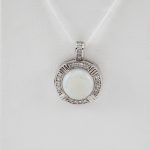 Platinum Natural White Opal & 1/10 CTW Natural Diamond Pendant - 86285