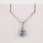 14K White Natural Aquamarine & 1/5 CTW Natural Diamond 18" Necklace - 68601