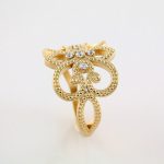 14K Yellow 1/8 CTW Diamond Granulated Design Ring Size 7 - 121948