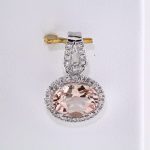 14K White Natural Pink Morganite & 1/8 CTW Natural Diamond Pendant - 651507