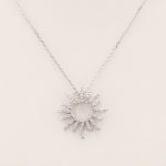 14K White 1/3 CTW Natural Diamond Sun 16" Necklace - 67120