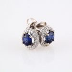 14K White Natural Blue Sapphire & 1/3 CTW Natural Diamond Earrings - 68602