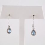 14K White Natural Aquamarine & 1/10 CTW Natural Diamond Earrings - 69713