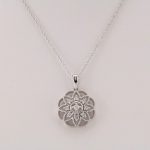 14K White 1/5 CTW Natural Diamond Granulated Filigree 18" Necklace - 652605