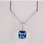 14K White NaturalSwiss Blue Topaz & .05 CTW NaturalDiamond 18" Necklace - 66942