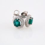 Platinum Natural Emerald & 1/3 CTW Natural Diamond Earrings - 68602