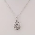 14K White 1/6 CTW Natural Diamond Granulated Filigree 18" Necklace - 652607