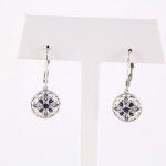 14K White Natural Blue Sapphire & .07 CTW Natural Diamond Earrings - 69750