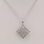 14K White 1/10 CTW Natural Diamond Granulated Filigree 18" Necklace - 652609