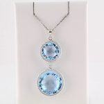 Sterling Silver Natural Sky Blue Topaz Two-Stone 18" Necklace - 85641