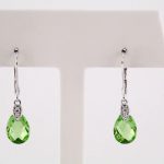 14K White Natural Peridot & .025 CTW Natural Diamond Earrings - 651452